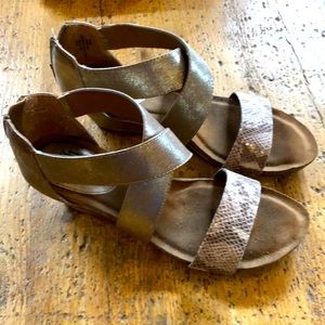 Gorgeous Sofft wedges in a snake and gold color palette. Size 9.5. Worn twice.